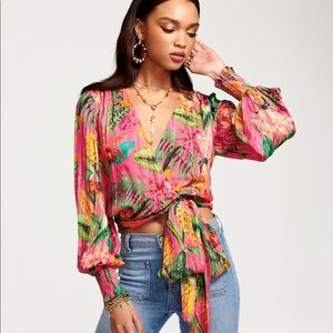 Ramy Brook Quentin Printed Wrap Top Size Small